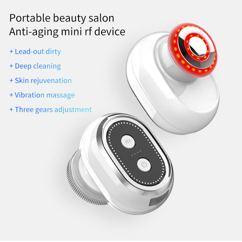 Mini household RF beauty instrument, cleaning instrument, skin silicone brush
