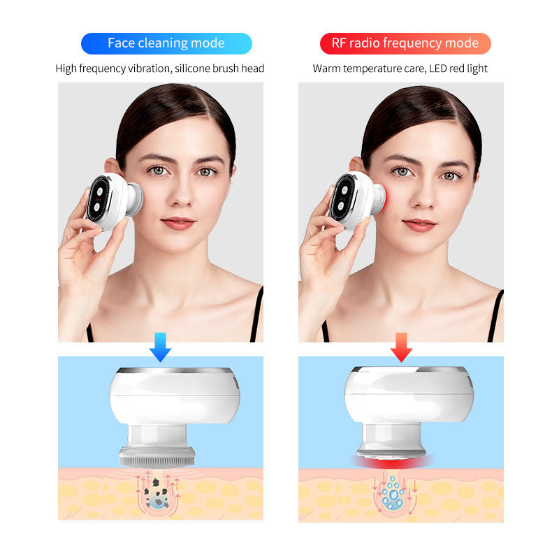 Mini household RF beauty instrument, cleaning instrument, skin silicone brush